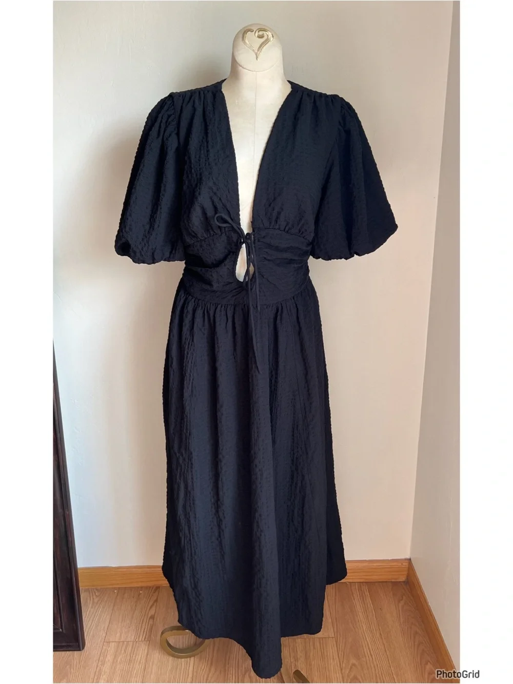 Abercrombie & Fitch Black Tie Front Maxi Dress Small Petite